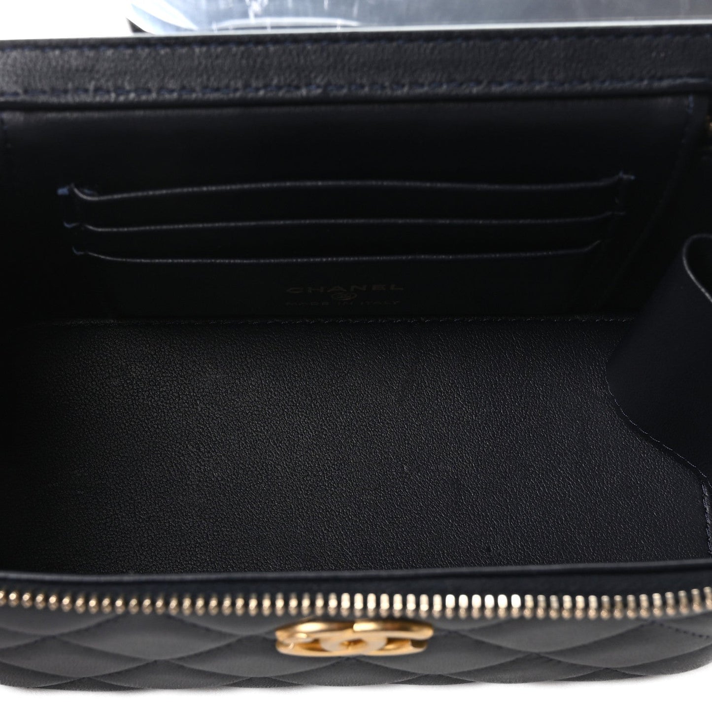Lambskin Quilted Pick Me Up Vanity Case Navy