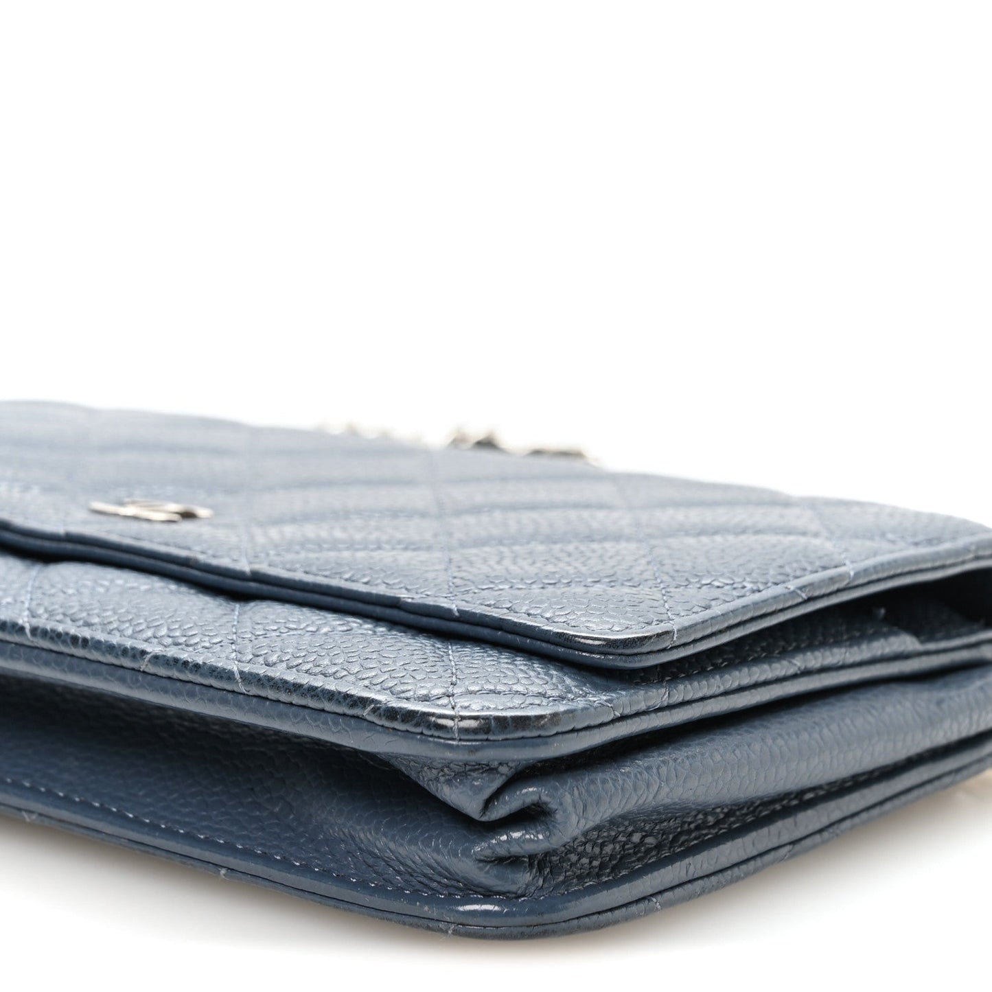 Caviar Quilted Wallet on Chain WOC Blue