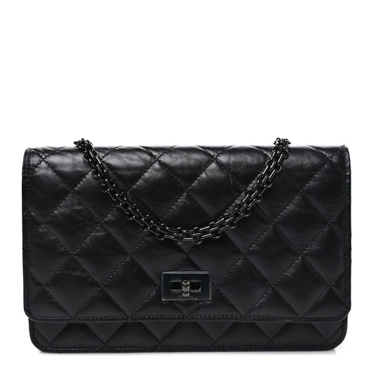 Aged Calfskin Quilted Reissue Wallet On Chain WOC So Black