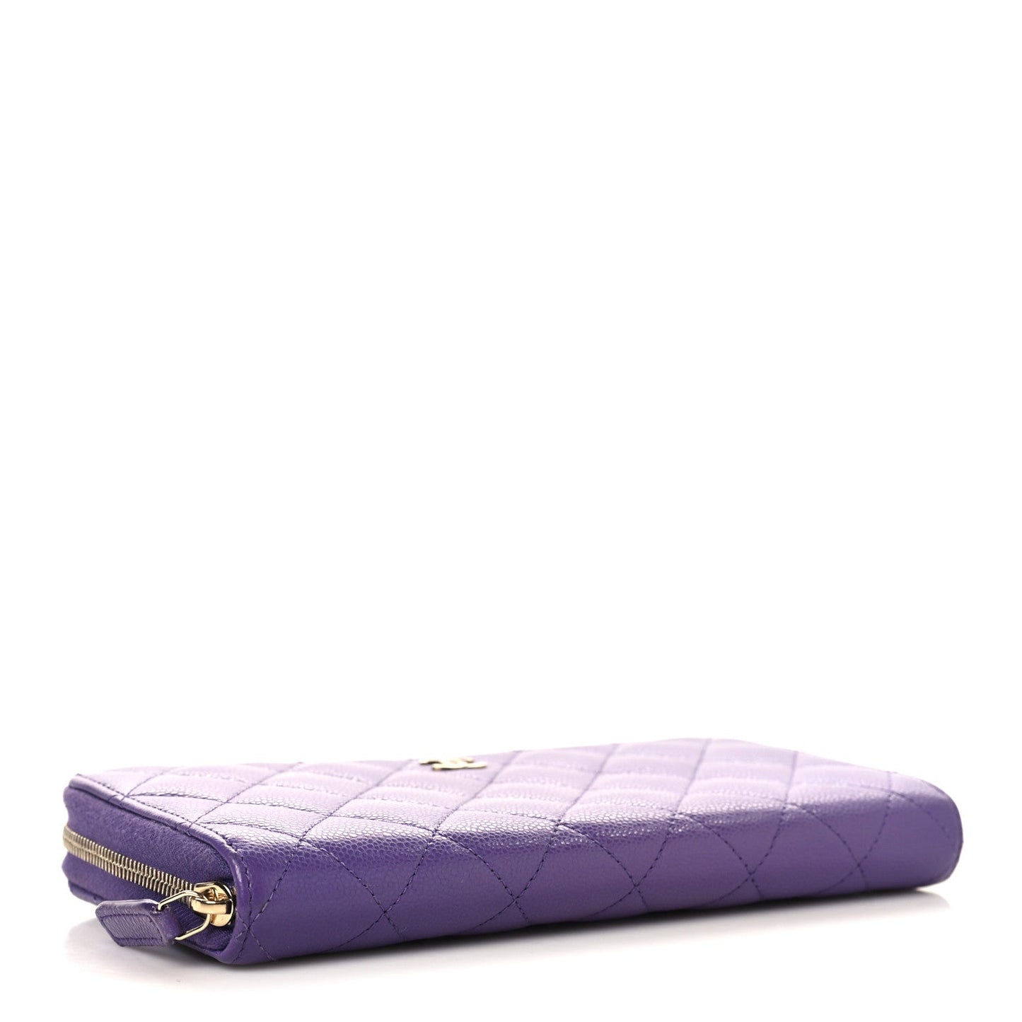 Caviar Quilted Large Gusset Zip Around Wallet Purple