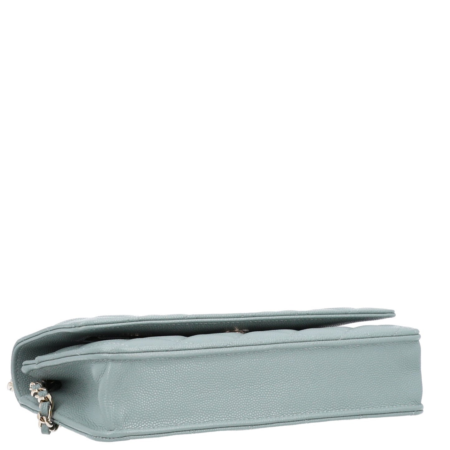 Caviar Quilted Wallet on Chain WOC Grey