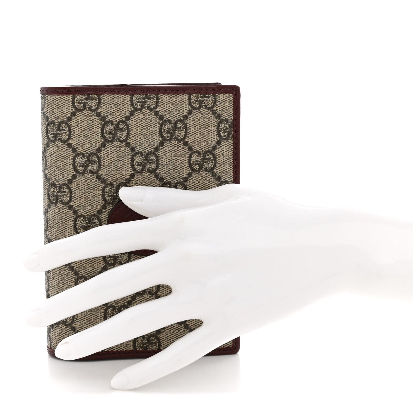 GG Supreme Monogram Azalea Calfskin Retro Interlocking G Passport Case Beige Red
