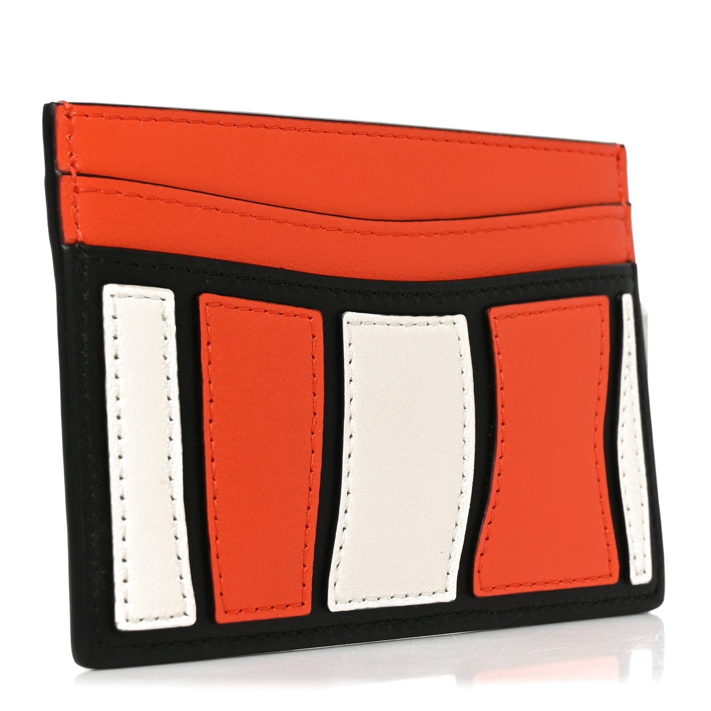 Lambskin Coco Beach Card Holder Orange White Black
