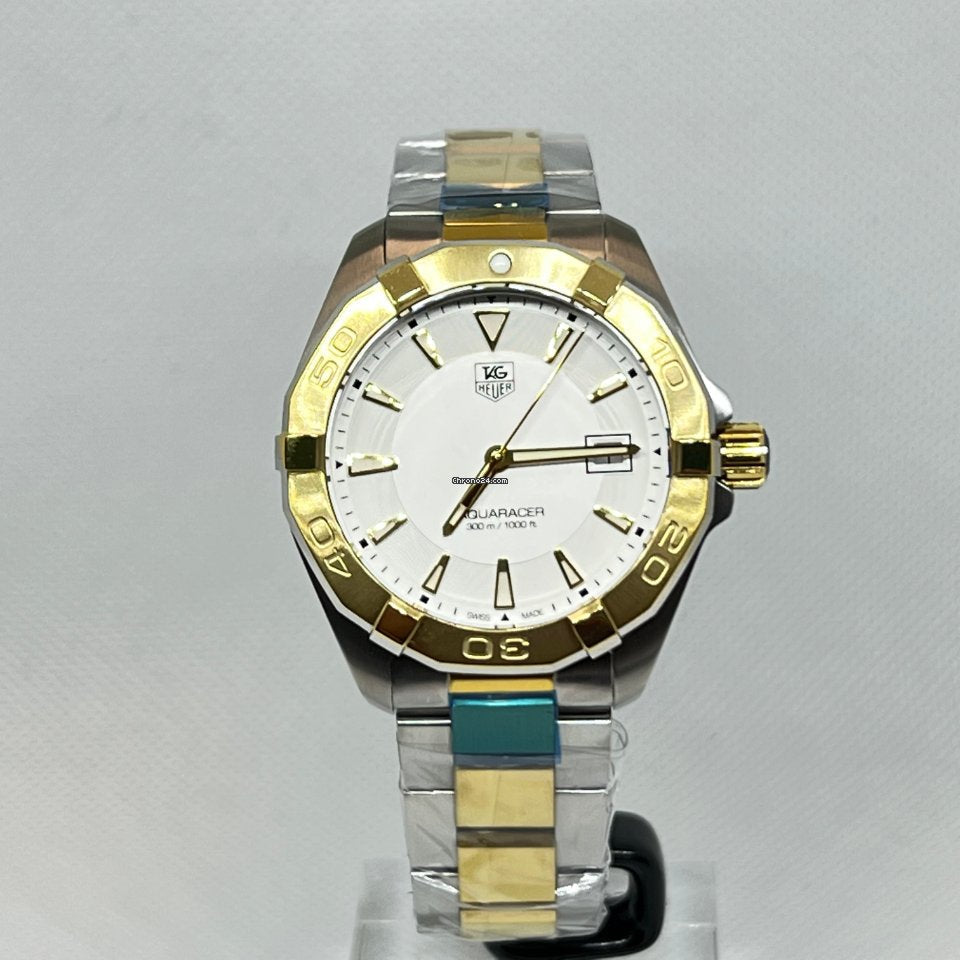Tag Heuer Aquaracer Quartz White Dial Two Tone Steel Strap Watch for Men - WAY1120.BB0930