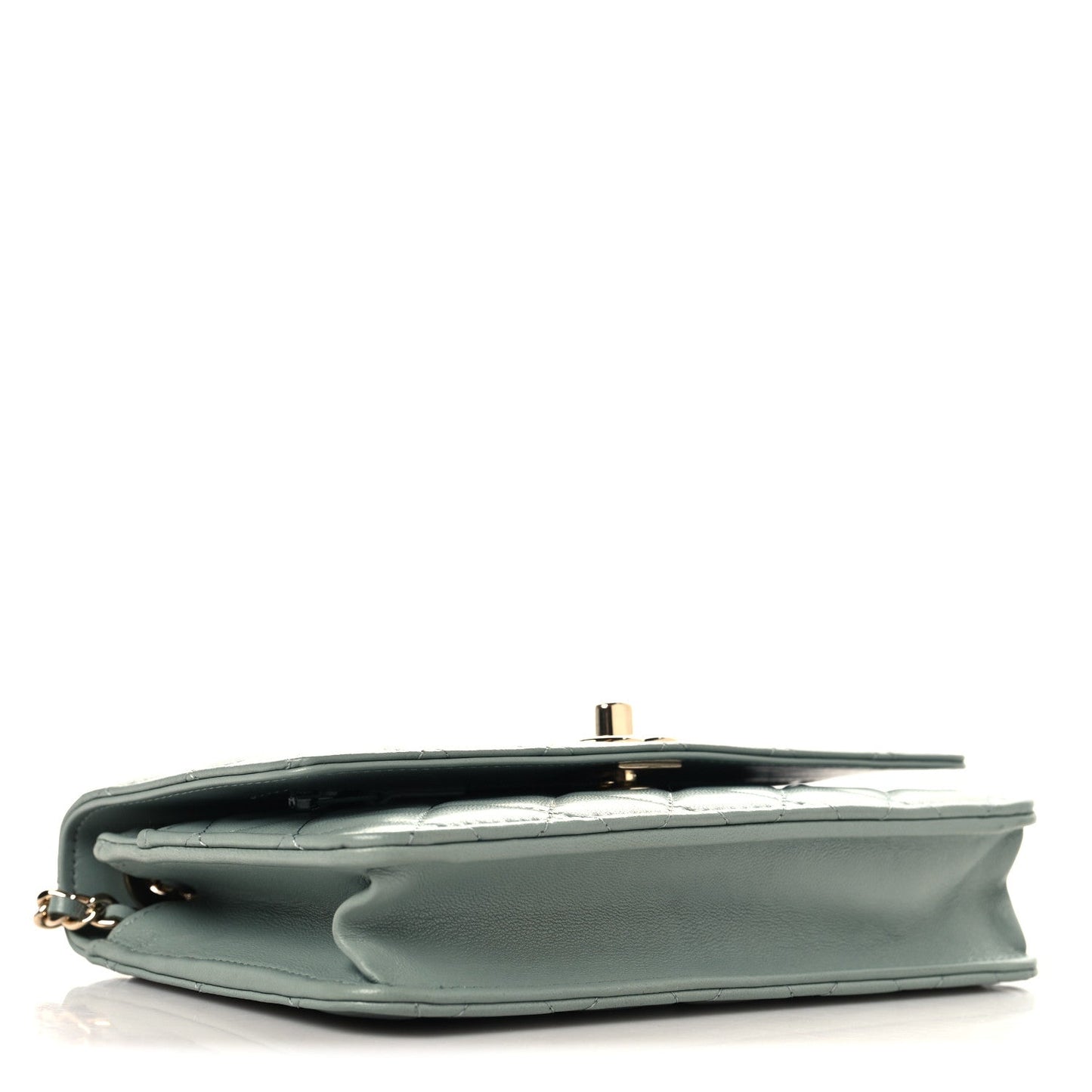Lambskin Quilted Trendy CC Wallet On Chain WOC Light Blue
