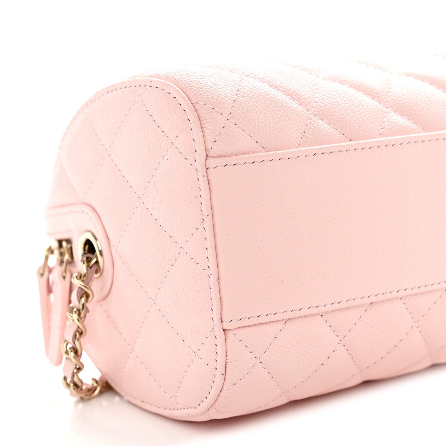 Caviar Quilted Barrel Clutch With Chain Light Pink