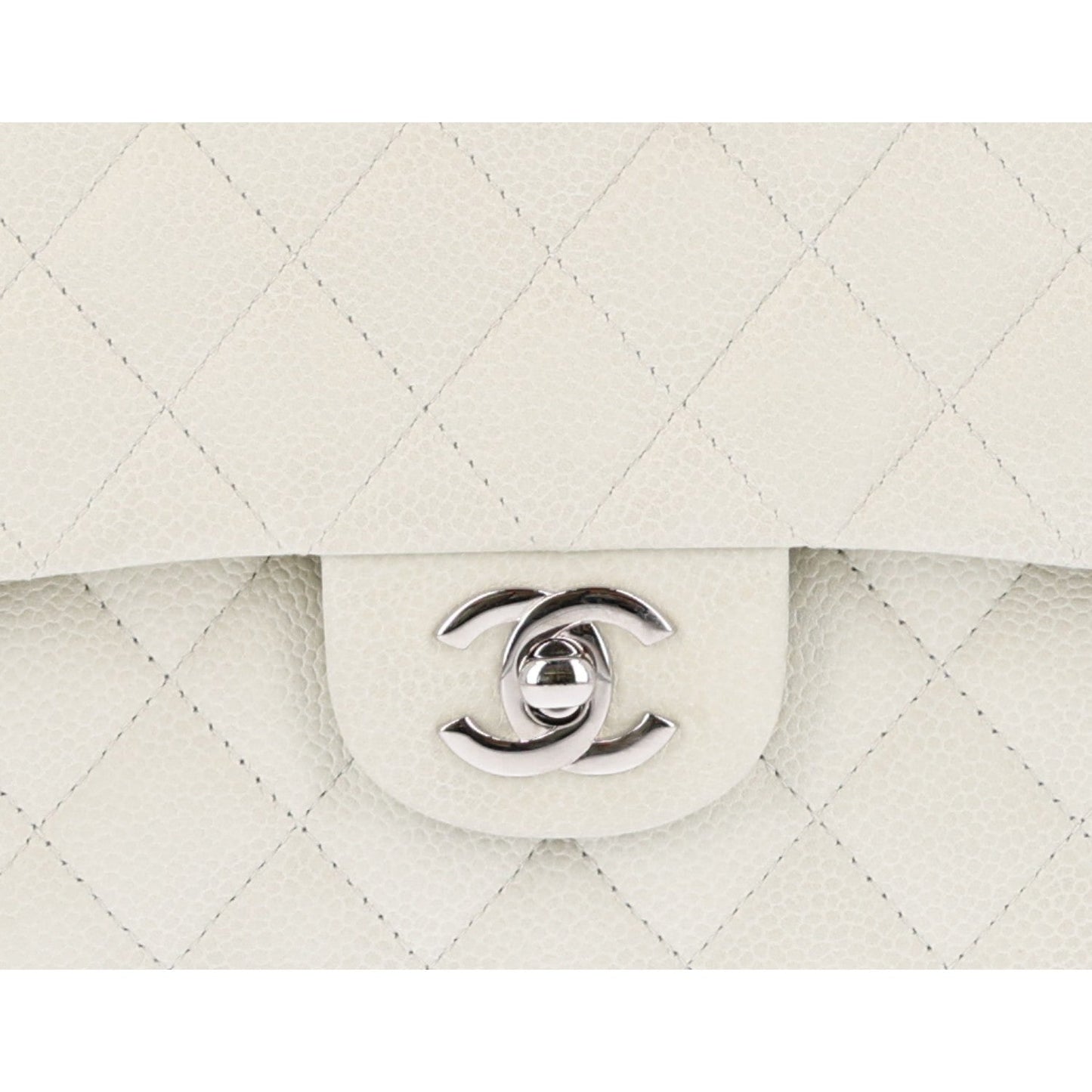 Caviar Quilted Medium Double Flap Light Green