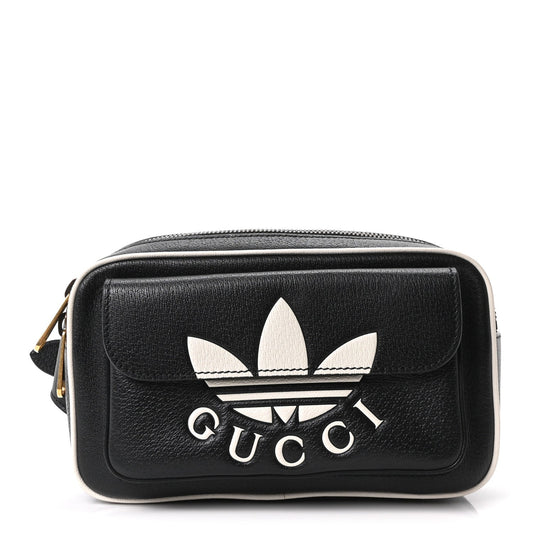 X ADIDAS Textured Dollar Calfskin Belt Bag Black