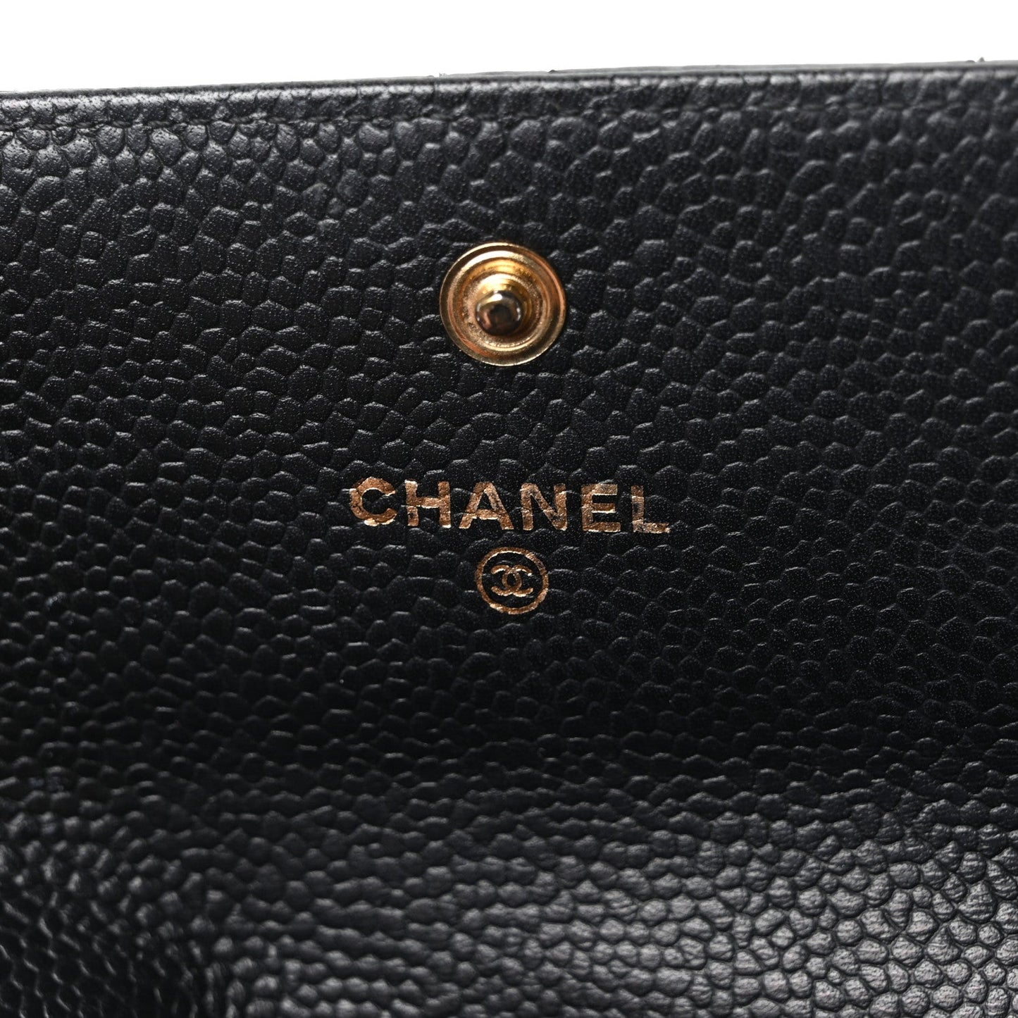 Caviar Quilted Large Gusset Flap Wallet Black