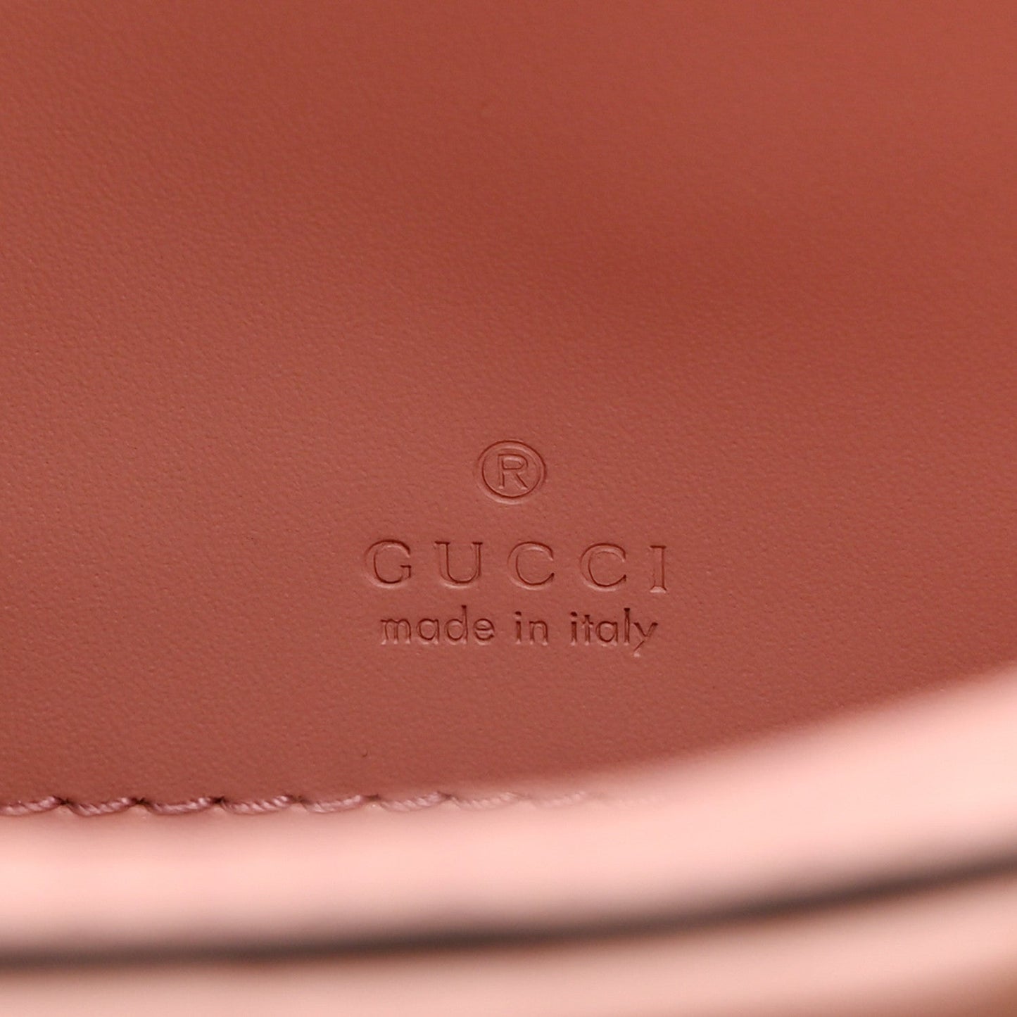 Calfskin GG Super Mini Debossed Chain Wallet Dust Carmine