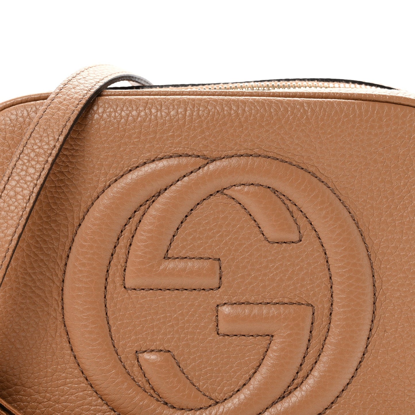Pebbled Calfskin Small Soho Disco Bag Camelia