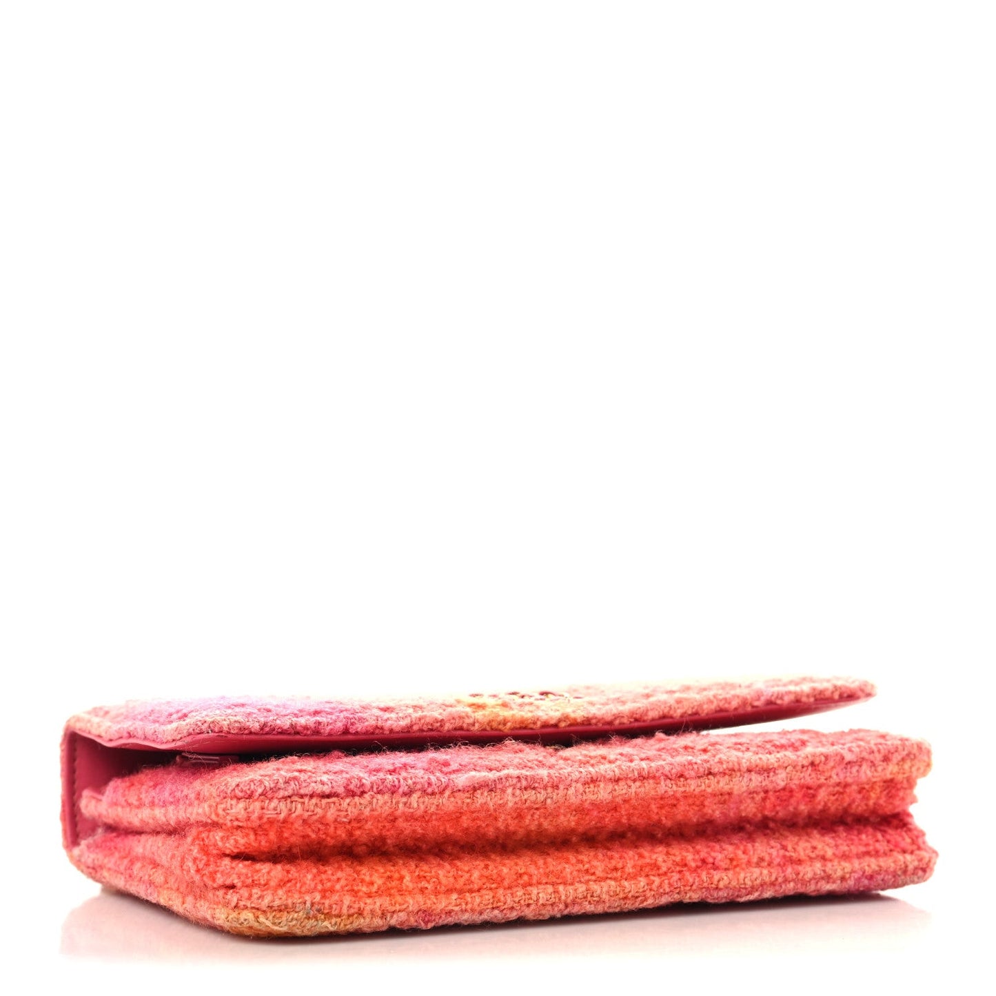 Wool Tweed Lambskin Quilted Chanel 19 Wallet On Chain WOC Coral Pink