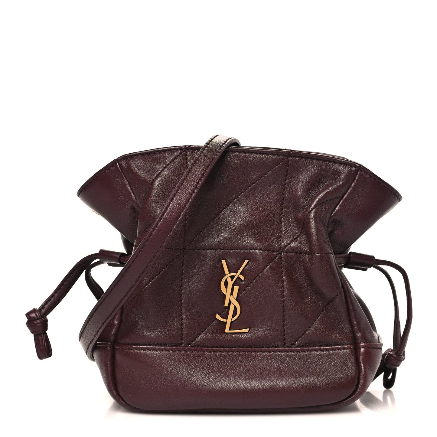 Lambskin Matelasse Monogram Mini Jamie Shoulder Pouch Rouge Cabernet