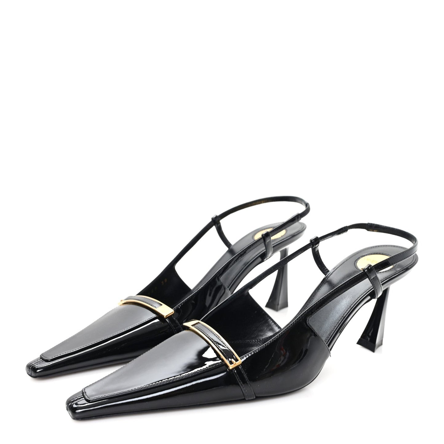 Patent Calfskin Jacqueline 75 Slingback Pumps 38 Black