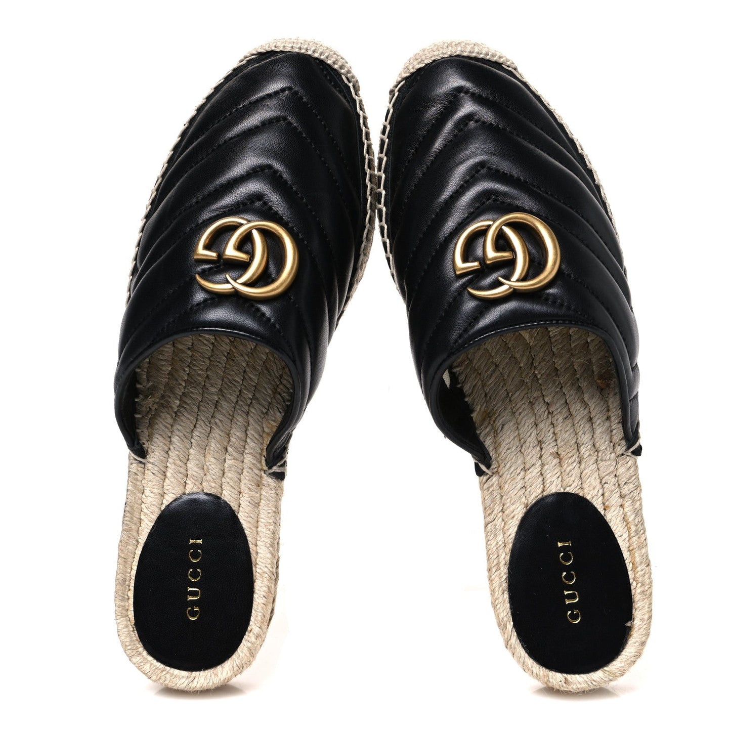 Nappa Matelasse GG Marmont Espadrille Slippers 37.5 Black