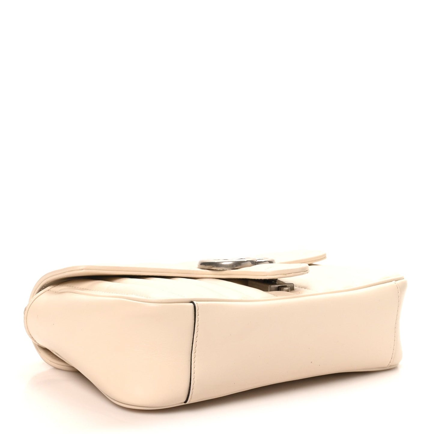 Calfskin Matelasse Aria Small GG Marmont Shoulder Bag Mystic White