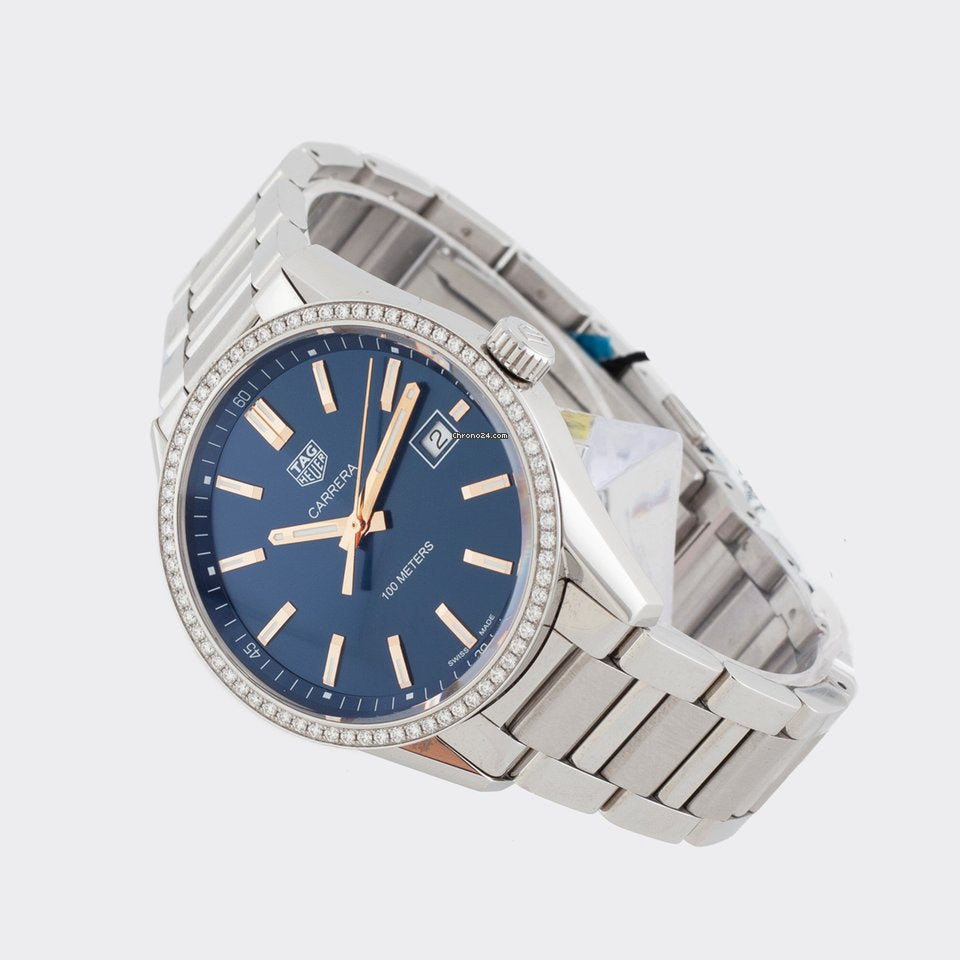Tag Heuer Carrera Quartz Diamonds Blue Dial Silver Steel Strap Watch for Women - WAR1114.BA0601