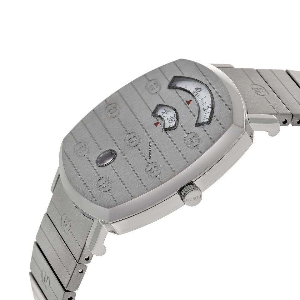 Gucci Grip Quartz Silver Dial Silver Steel Strap Watch For Women - YA157401