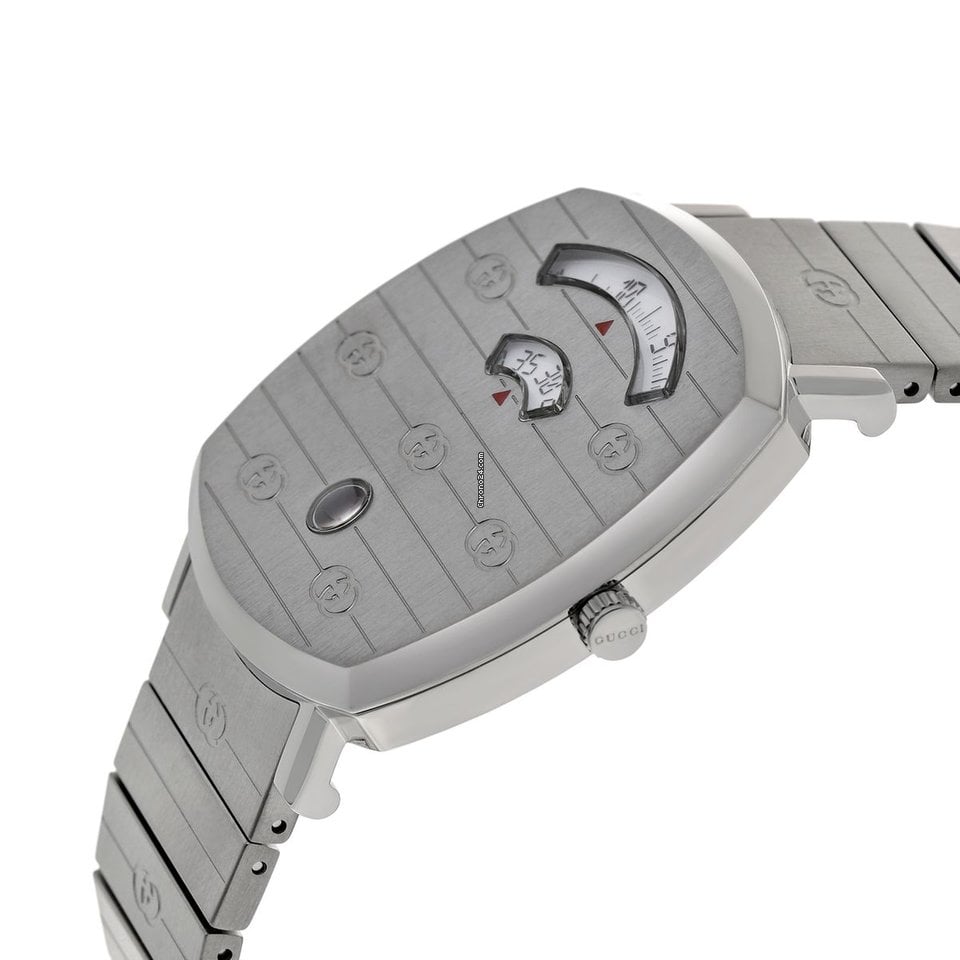Gucci Grip Quartz Silver Dial Silver Steel Strap Watch For Women - YA157401