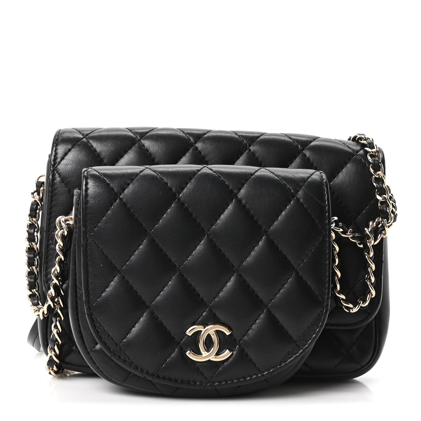 Lambskin Quilted Side Packs Black
