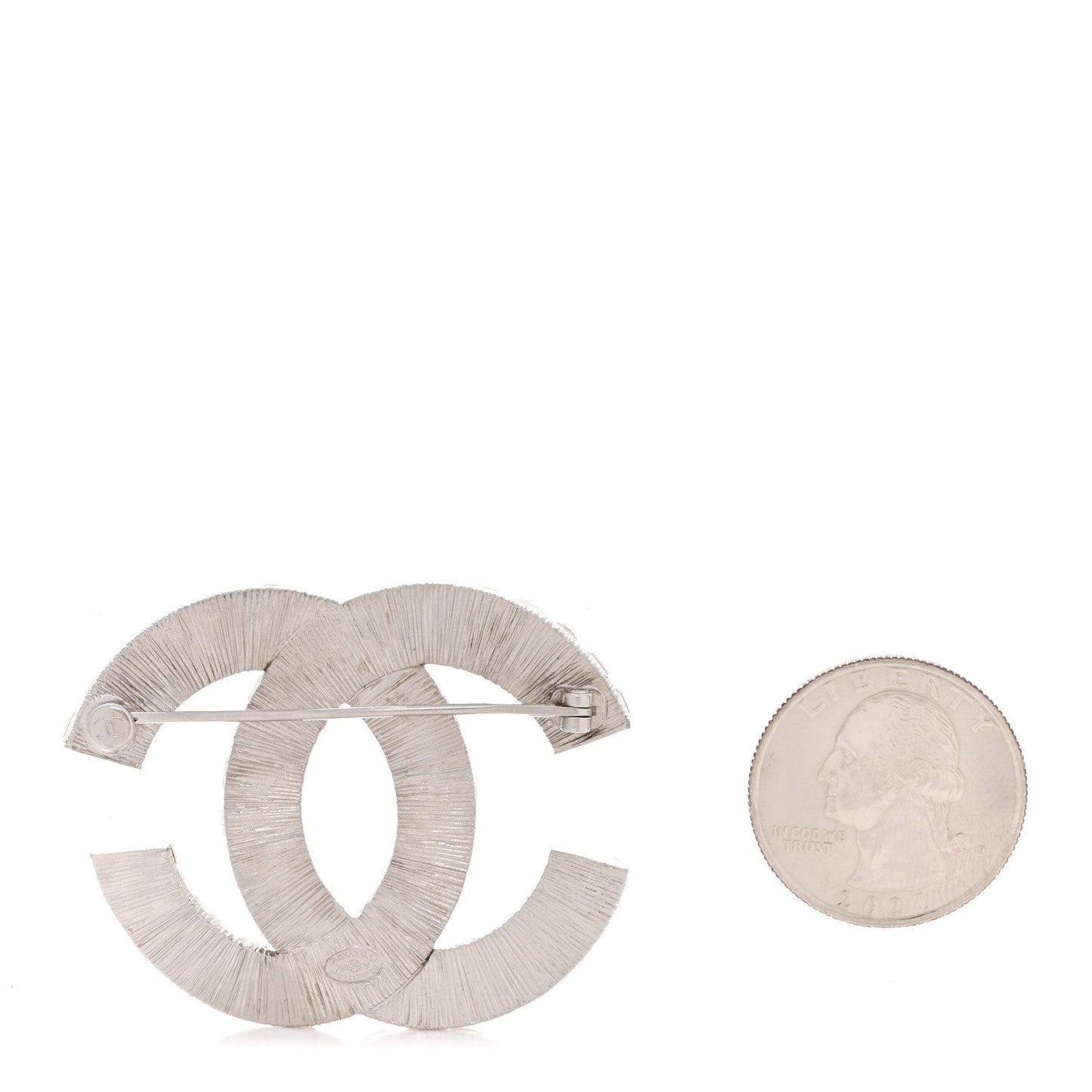 Baguette Crystal CC Brooch Silver