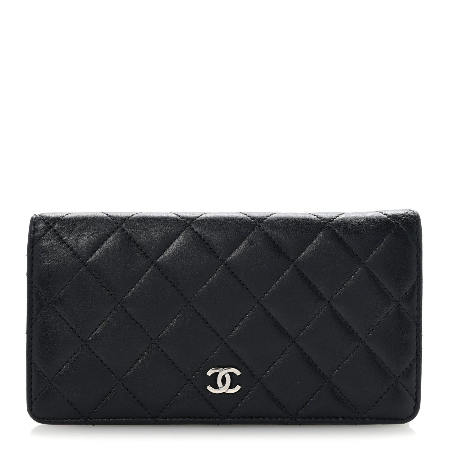 Lambskin Quilted Yen Wallet Blue