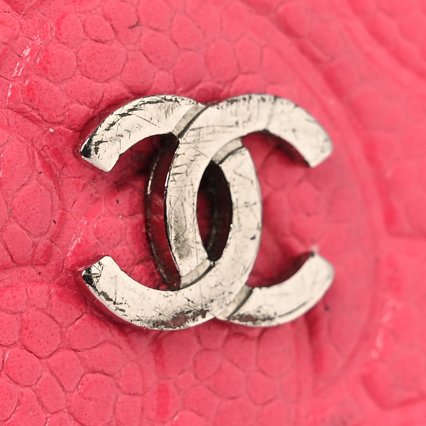 Caviar Camellia Embossed Key Holder Case Pink