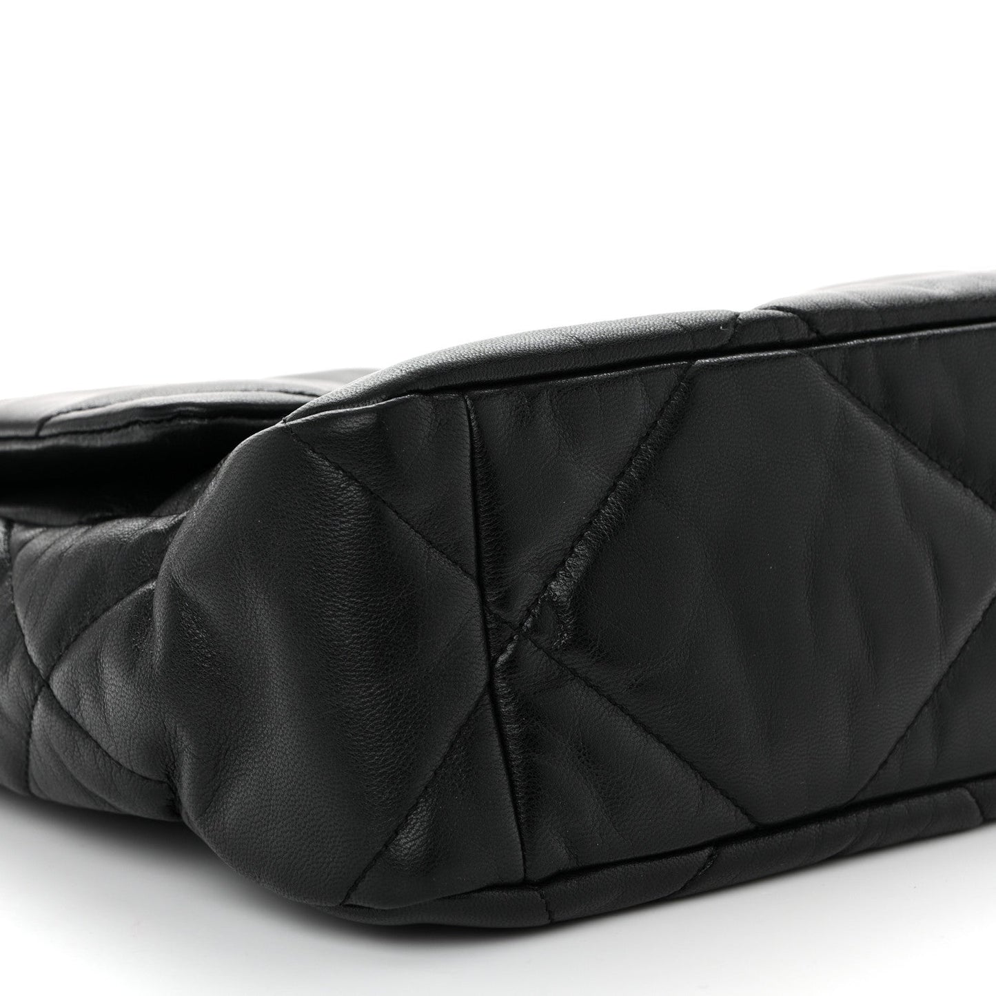 Shiny Goatskin Quilted Large Chanel 19 Flap Black