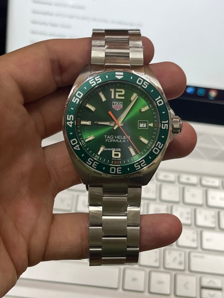 Tag Heuer Formula 1 Limited Edition Green Dial Silver Steel Strap Watch for Men - WAZ1017.BA0842