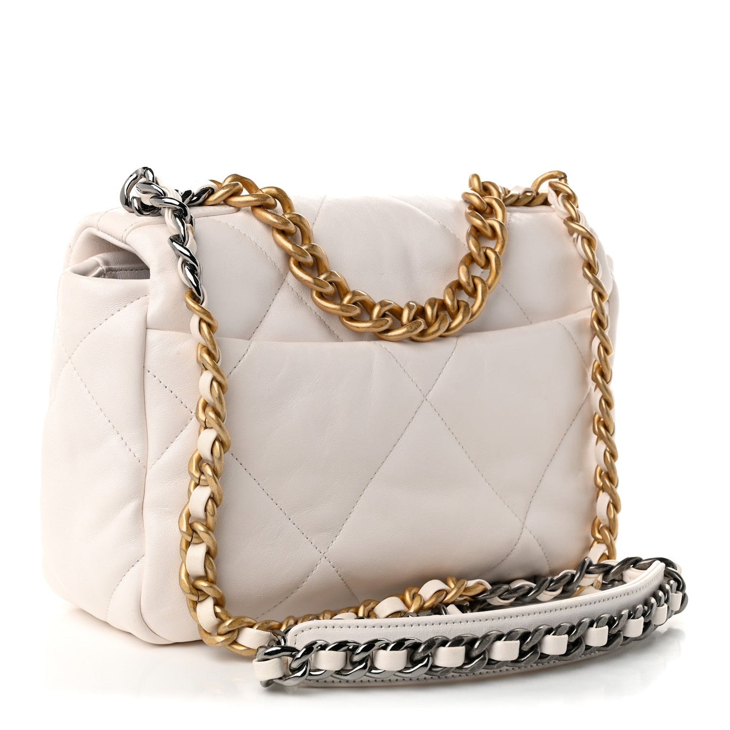 Lambskin Quilted Medium Chanel 19 Flap White