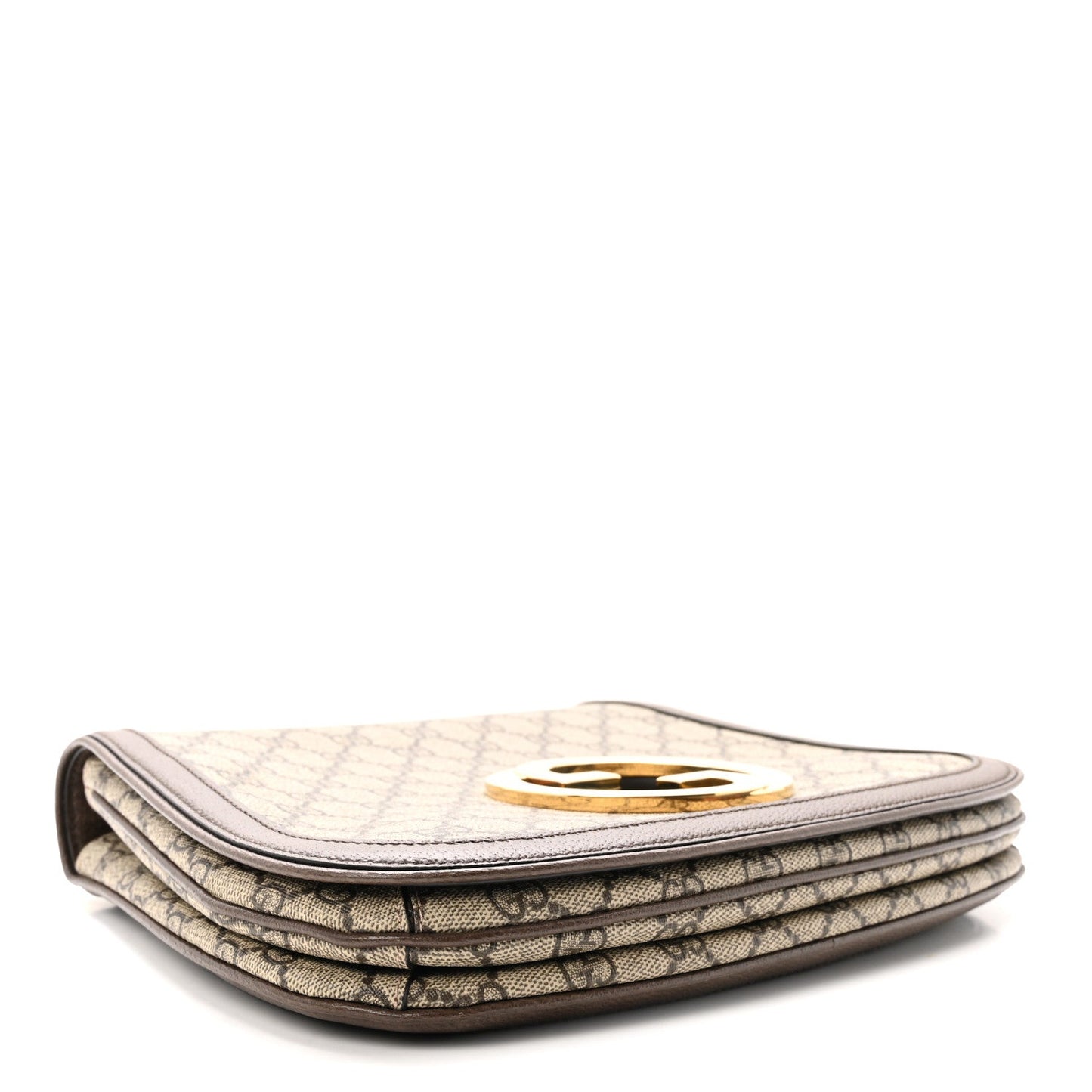 GG Supreme Monogram Textured Dollar Calfskin Web Medium Blondie Top Handle Shoulder Flap Bag Beige Ebony New Acero