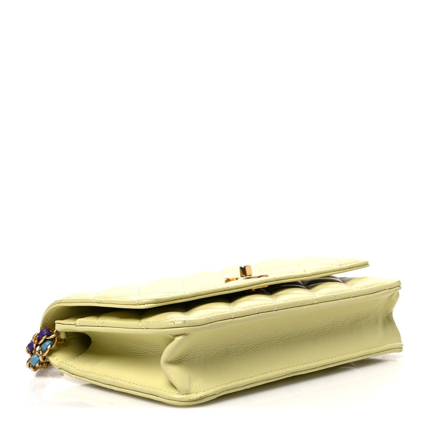Caviar Quilted CC Turn Lock Wallet On Chain WOC Light Green