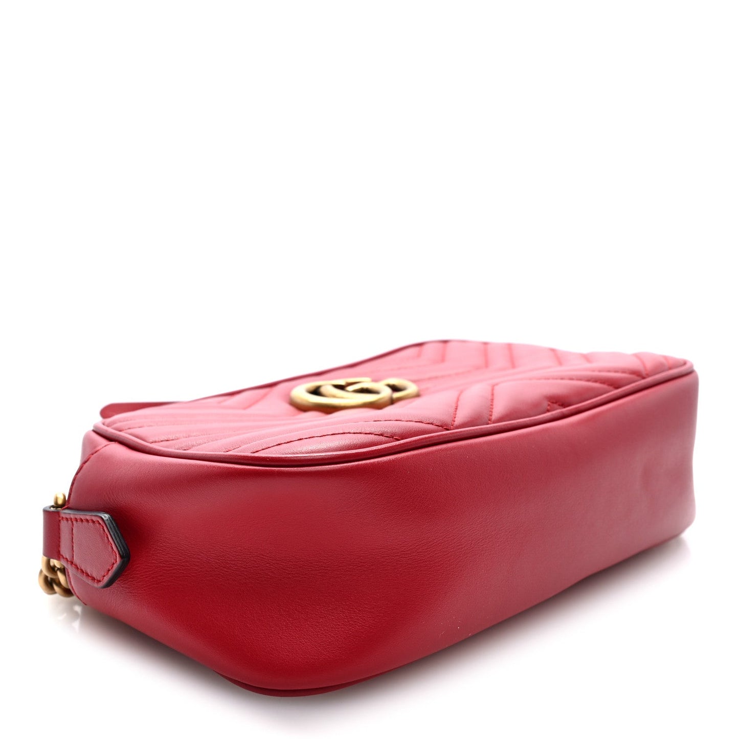 Calfskin Matelasse Small GG Marmont Chain Shoulder Bag Hibiscus Red