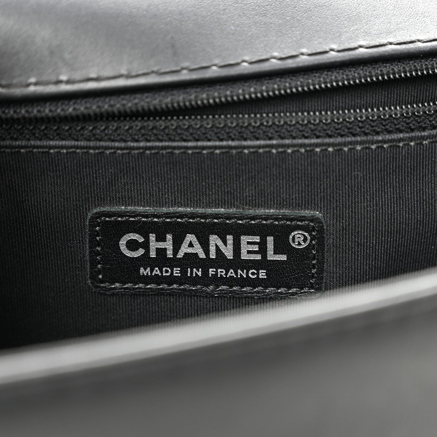 Calfskin Double Stitch Large Boy Flap Black