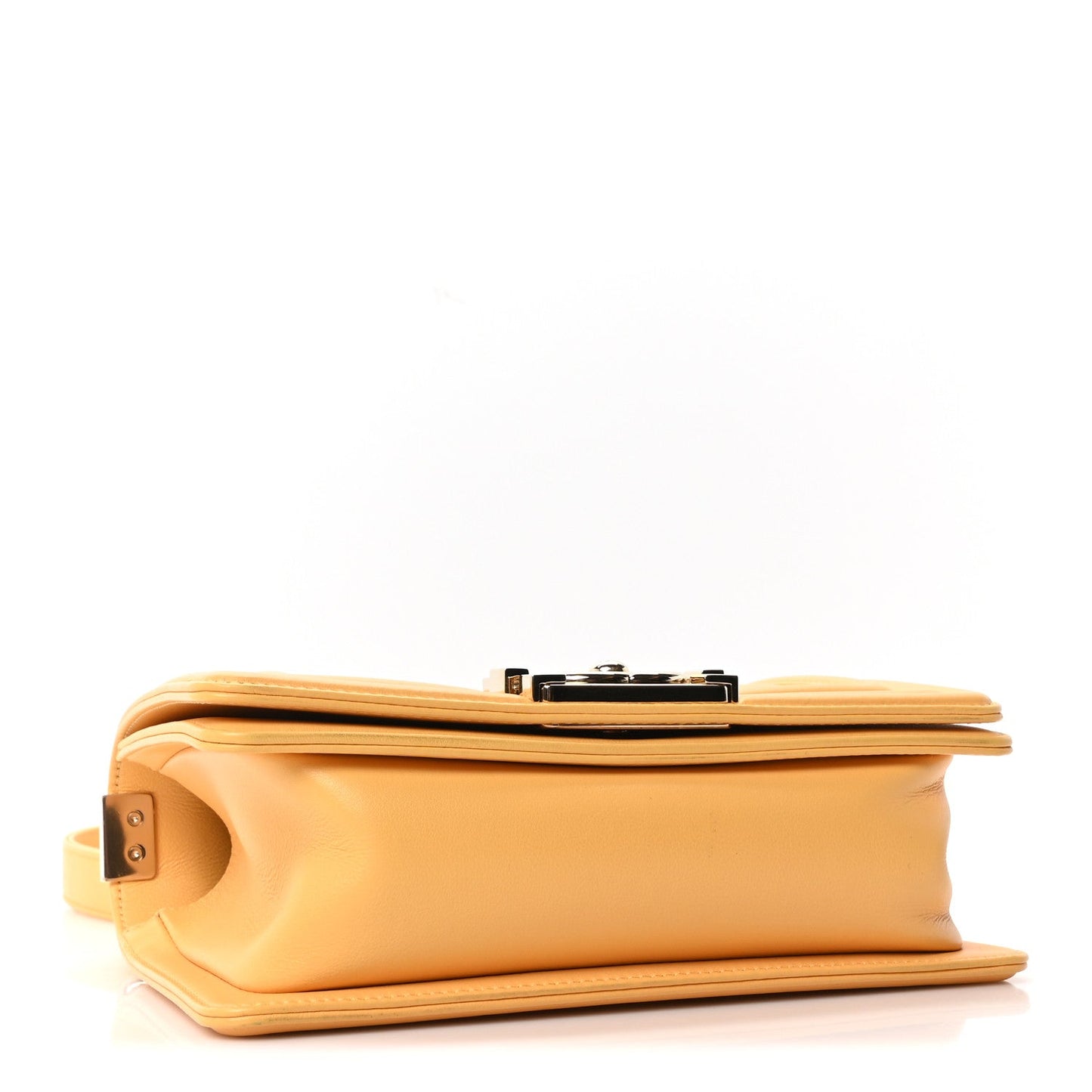 Calfskin Quilted Small Boy Flap Yellow