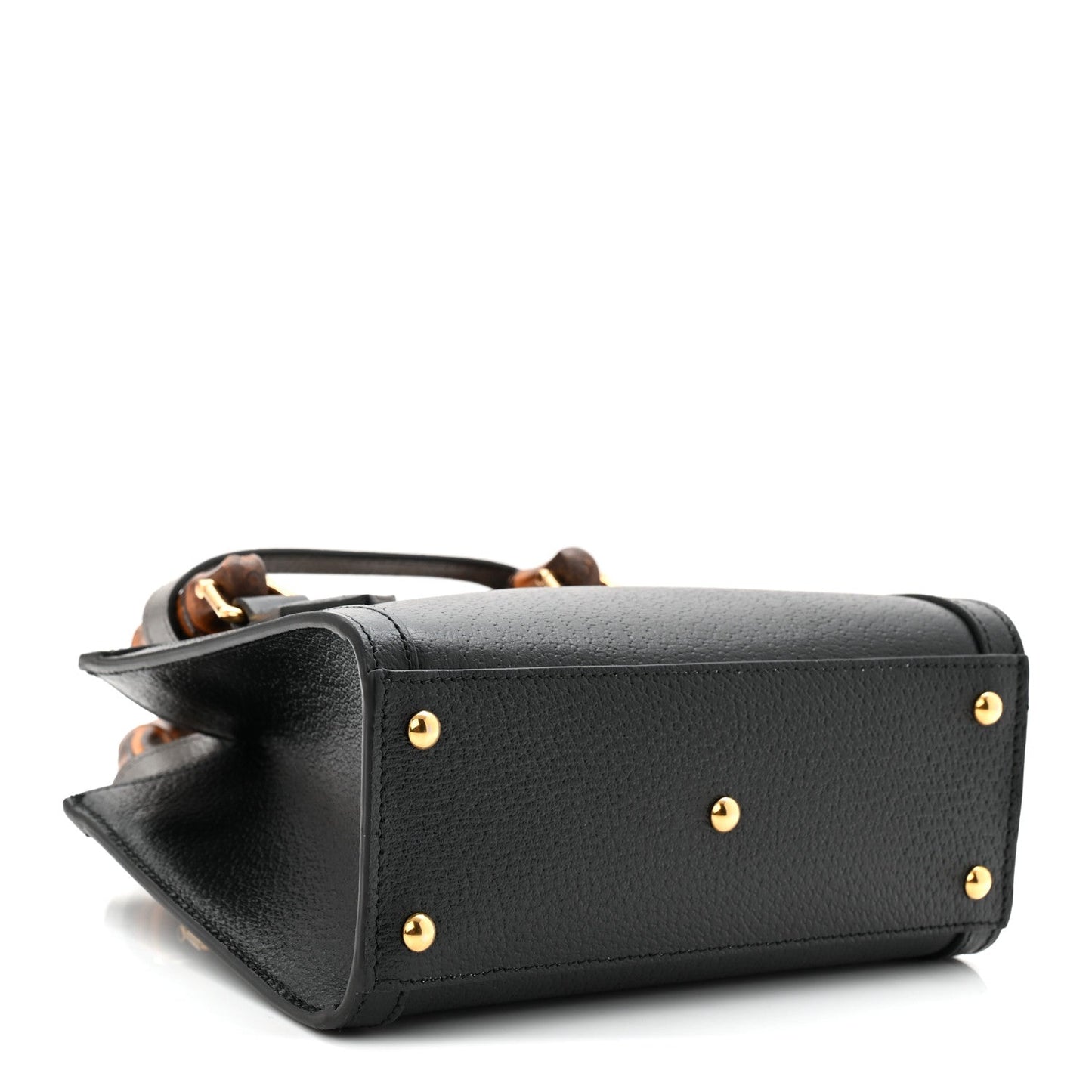 Textured Dollar Calfskin Web Mini Diana Tote Bag Black