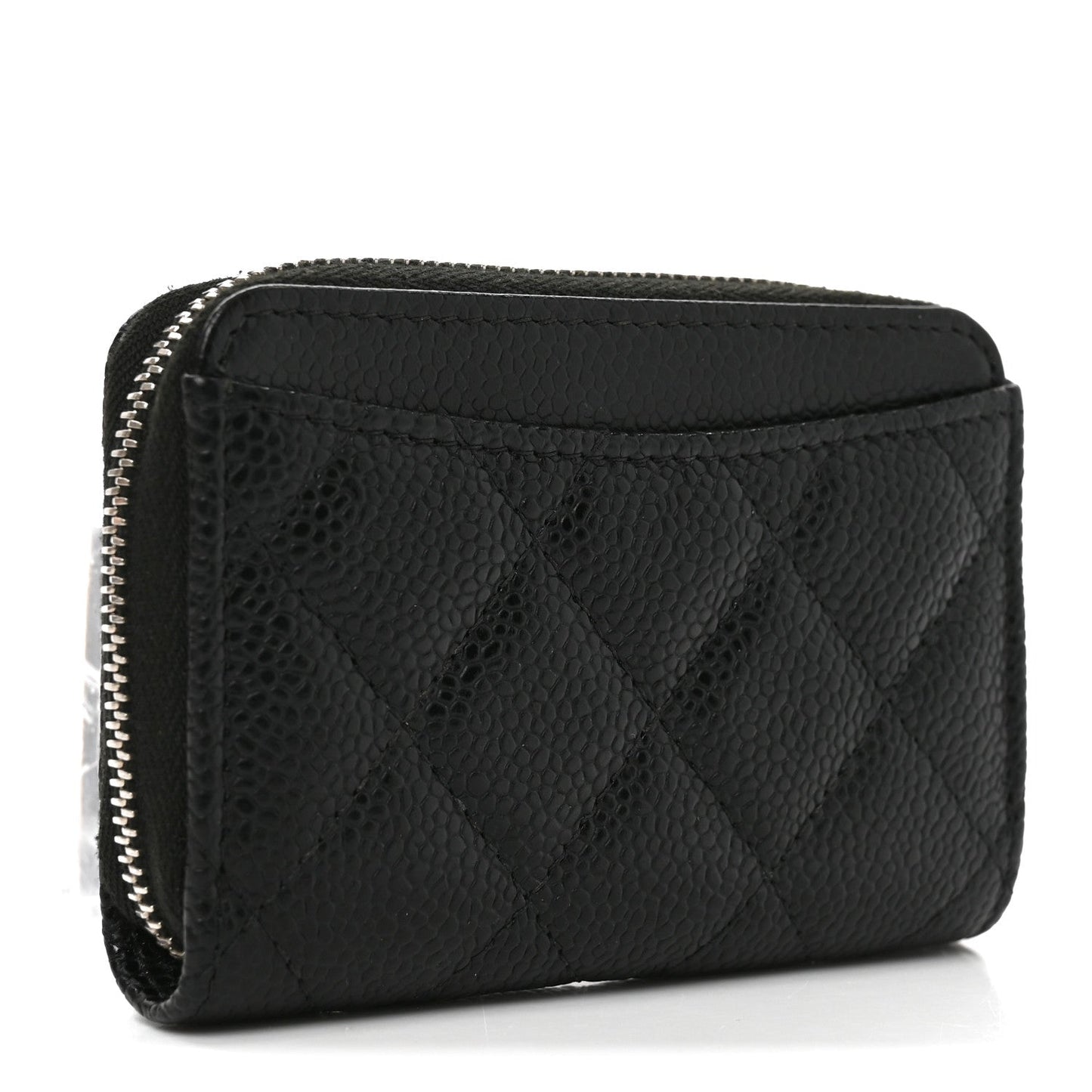 Caviar Quilted Zip Coin Purse Black