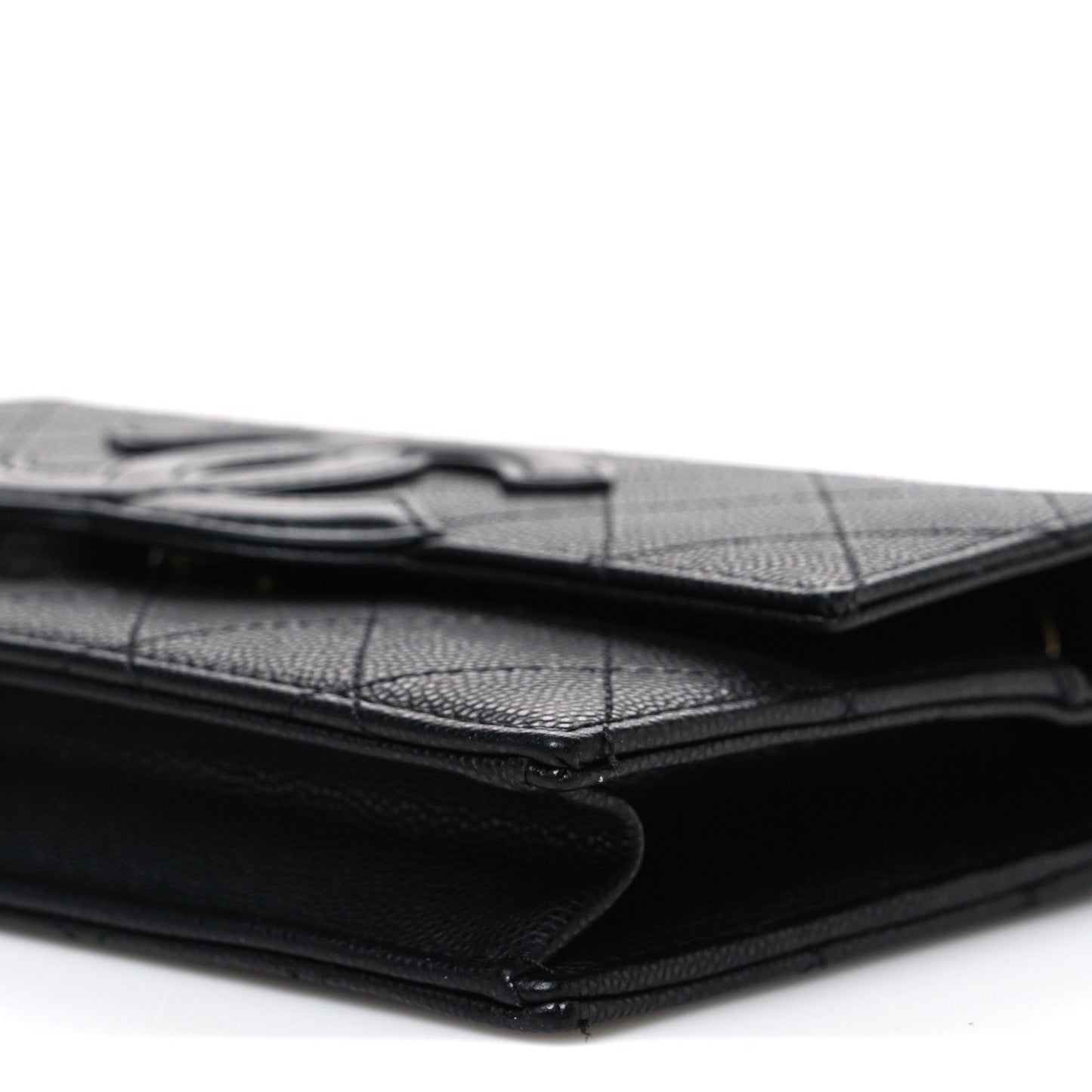 Shiny Caviar Lambskin Quilted CC Neo Filigree Wallet on Chain WOC Black