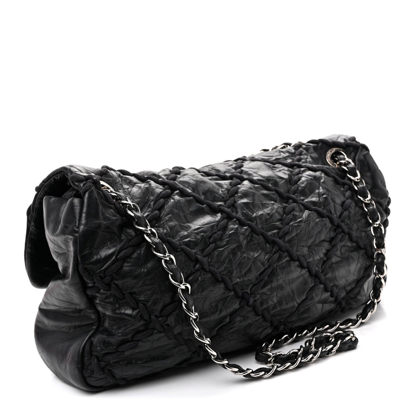 Calfskin Ultra Stitch Oversize Flap Black