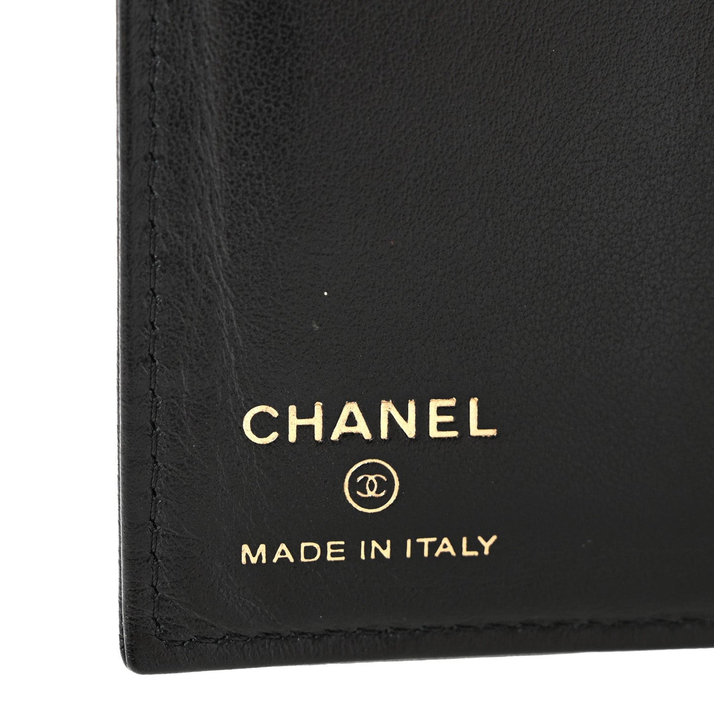 Grained Calfskin CC Passport Holder Wallet Black