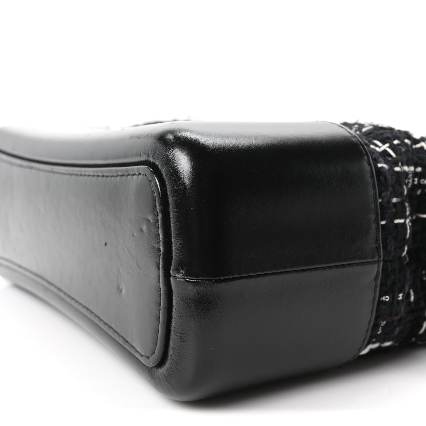 Tweed Calfskin Quilted Medium Gabrielle Hobo Black White