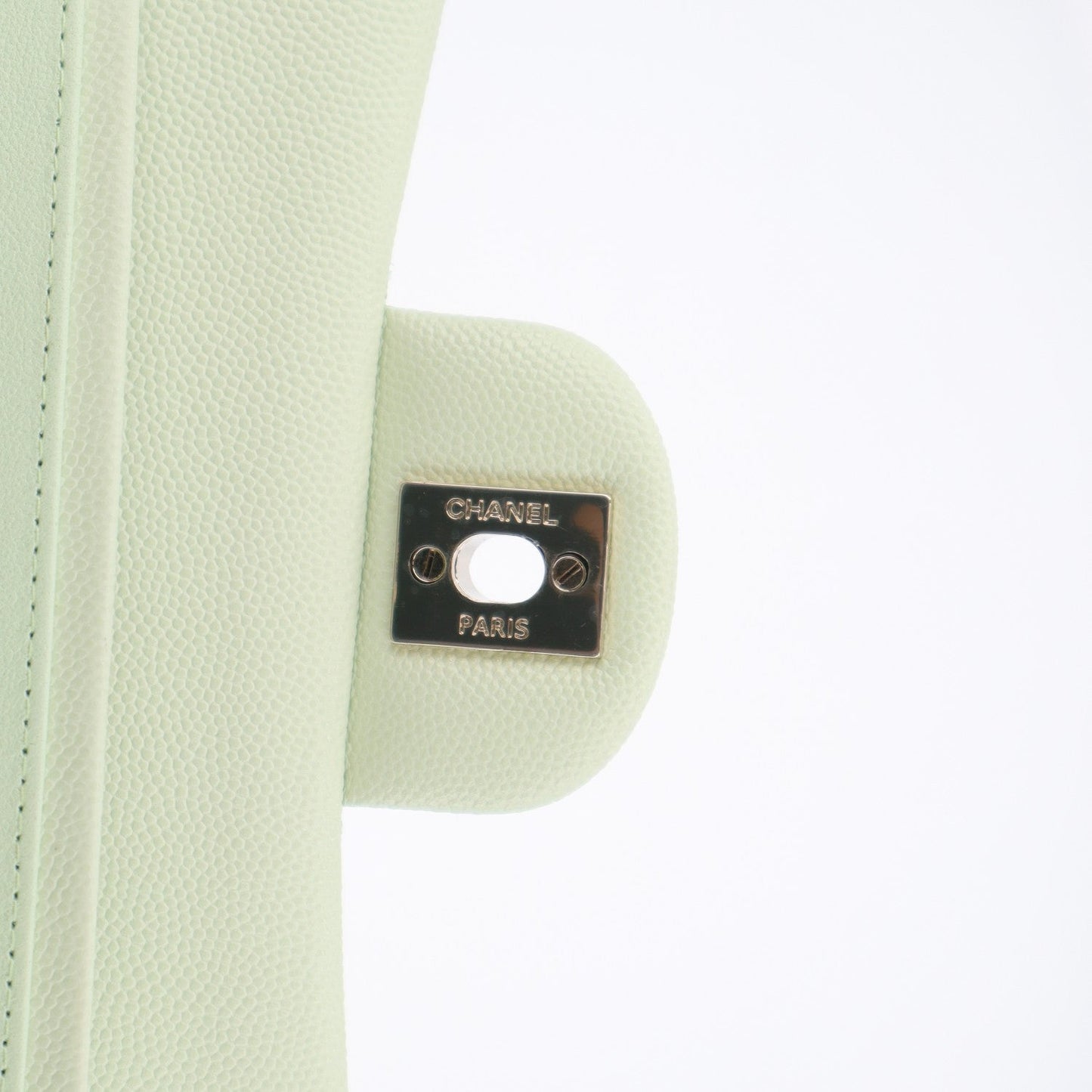 Caviar Quilted Small Double Flap Light Green