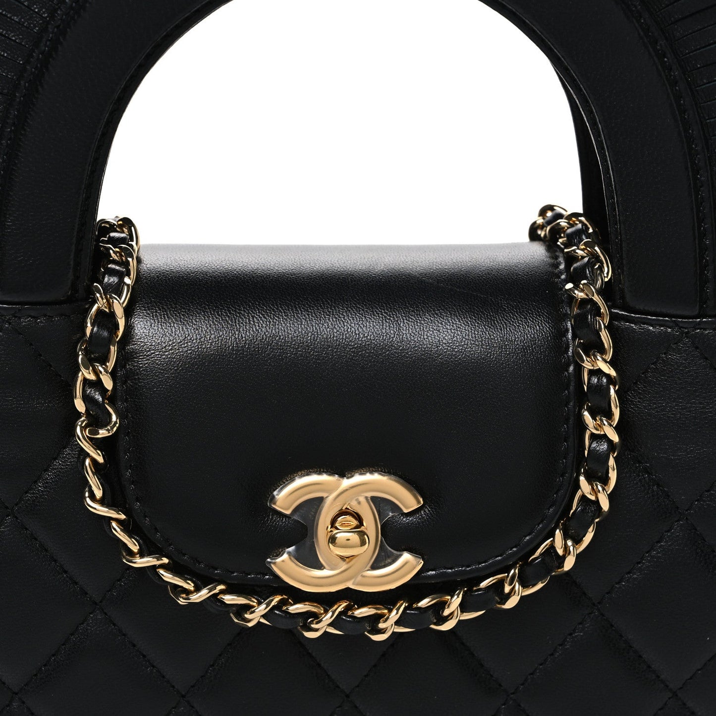 Lambskin Fringe Nano Kelly Shopper Black