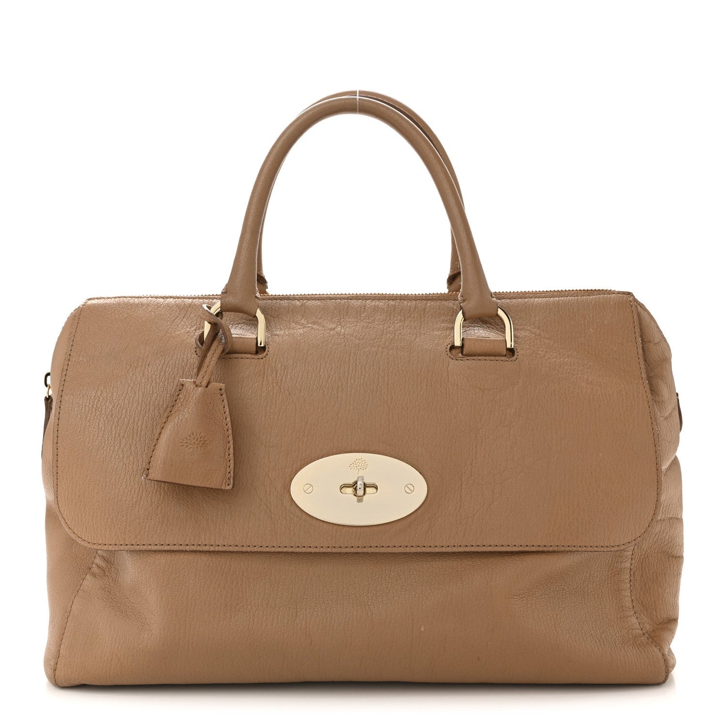Glossy Goatskin Medium Del Rey Satchel Fudge