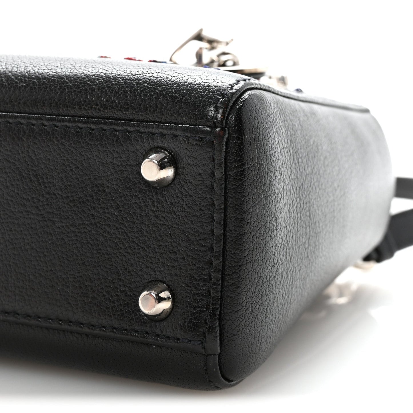 Goatskin Sequin Embroidered Mini Lady Dior Black