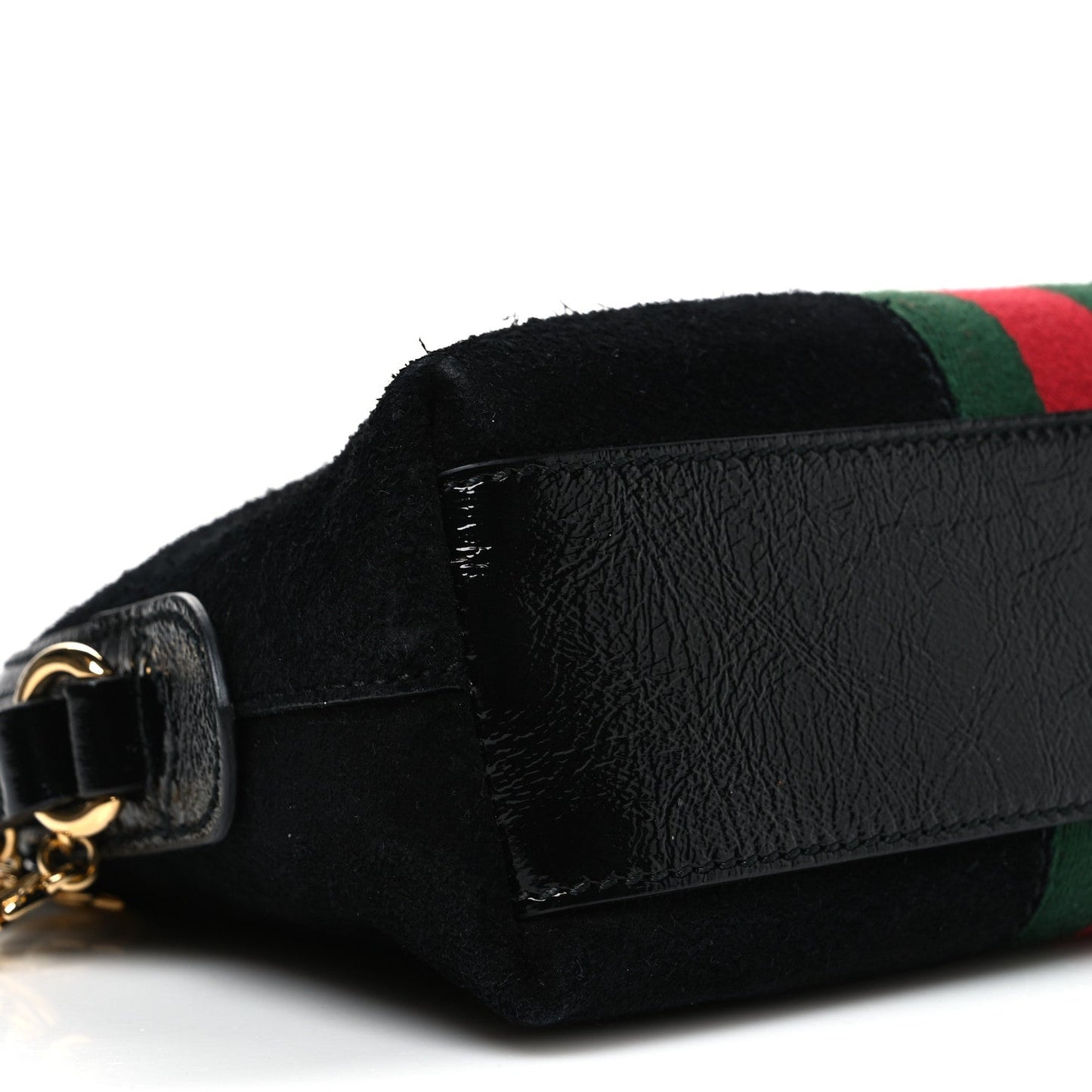 Suede Patent Web GG Small Ophidia Dome Shoulder Bag Black