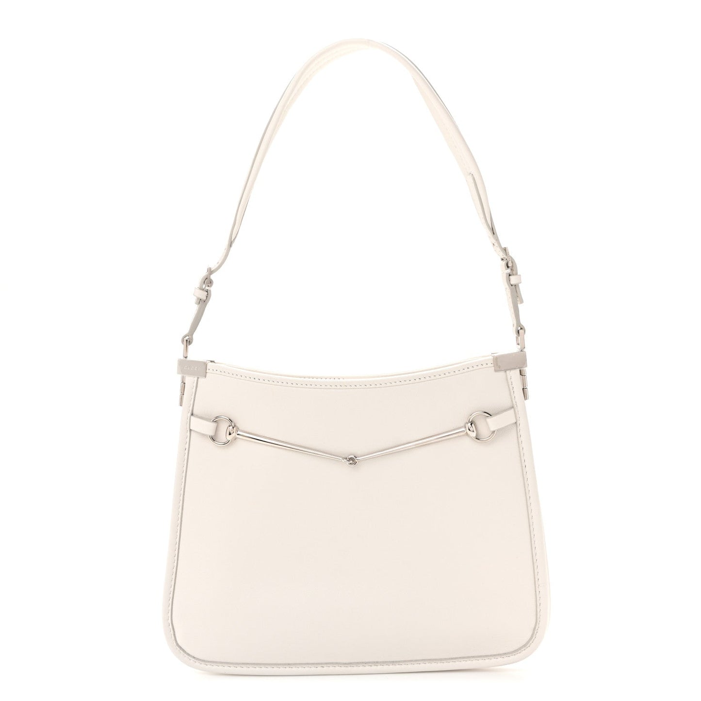 Calfskin Horsebit Slim Shoulder Bag White