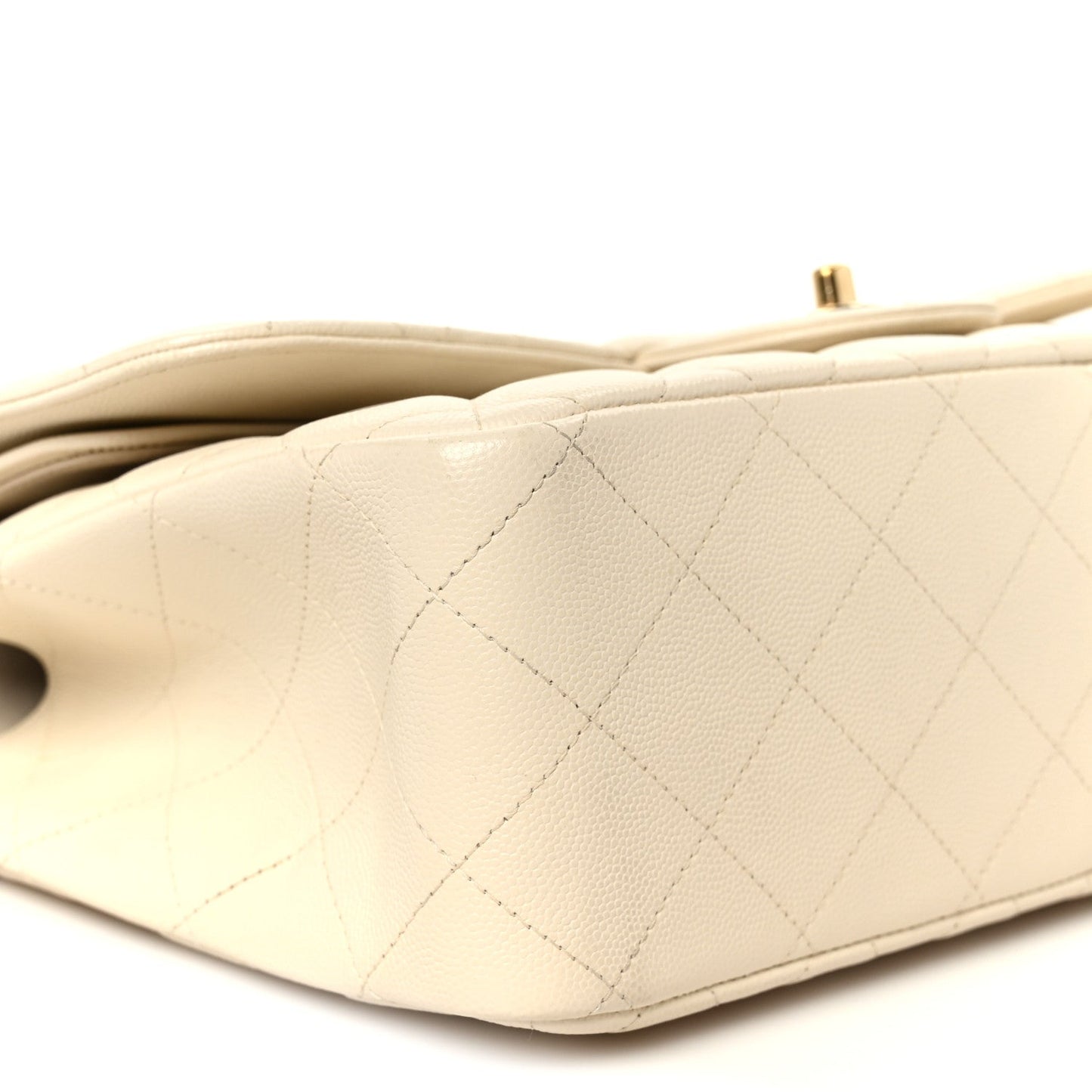 Caviar Quilted Jumbo Double Flap White