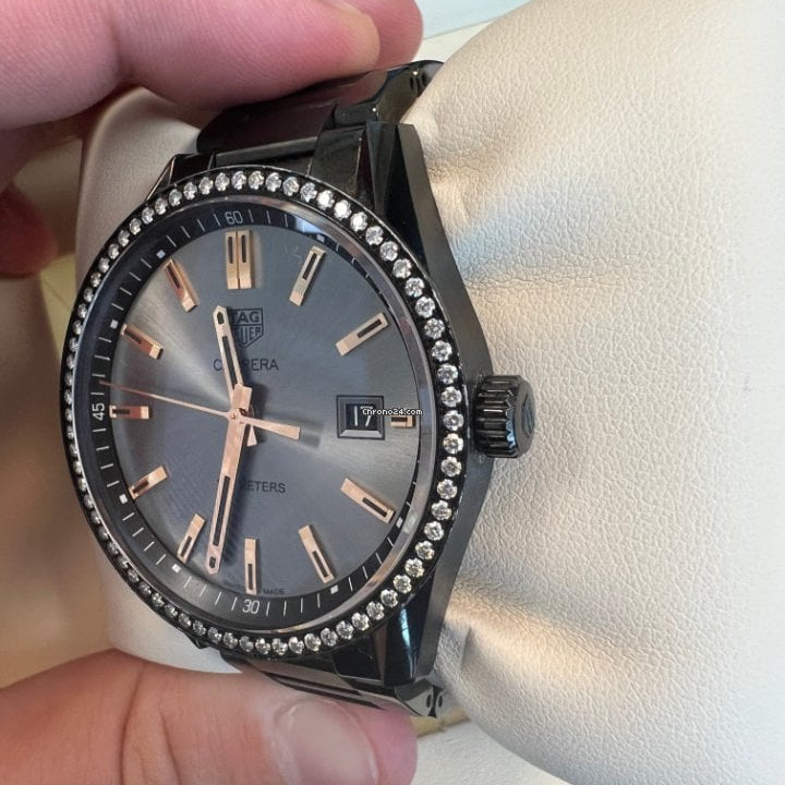 Tag Heuer Carrera Quartz Diamonds Black Dial Black Steel Strap Watch for Women - WAR1115.BA0602