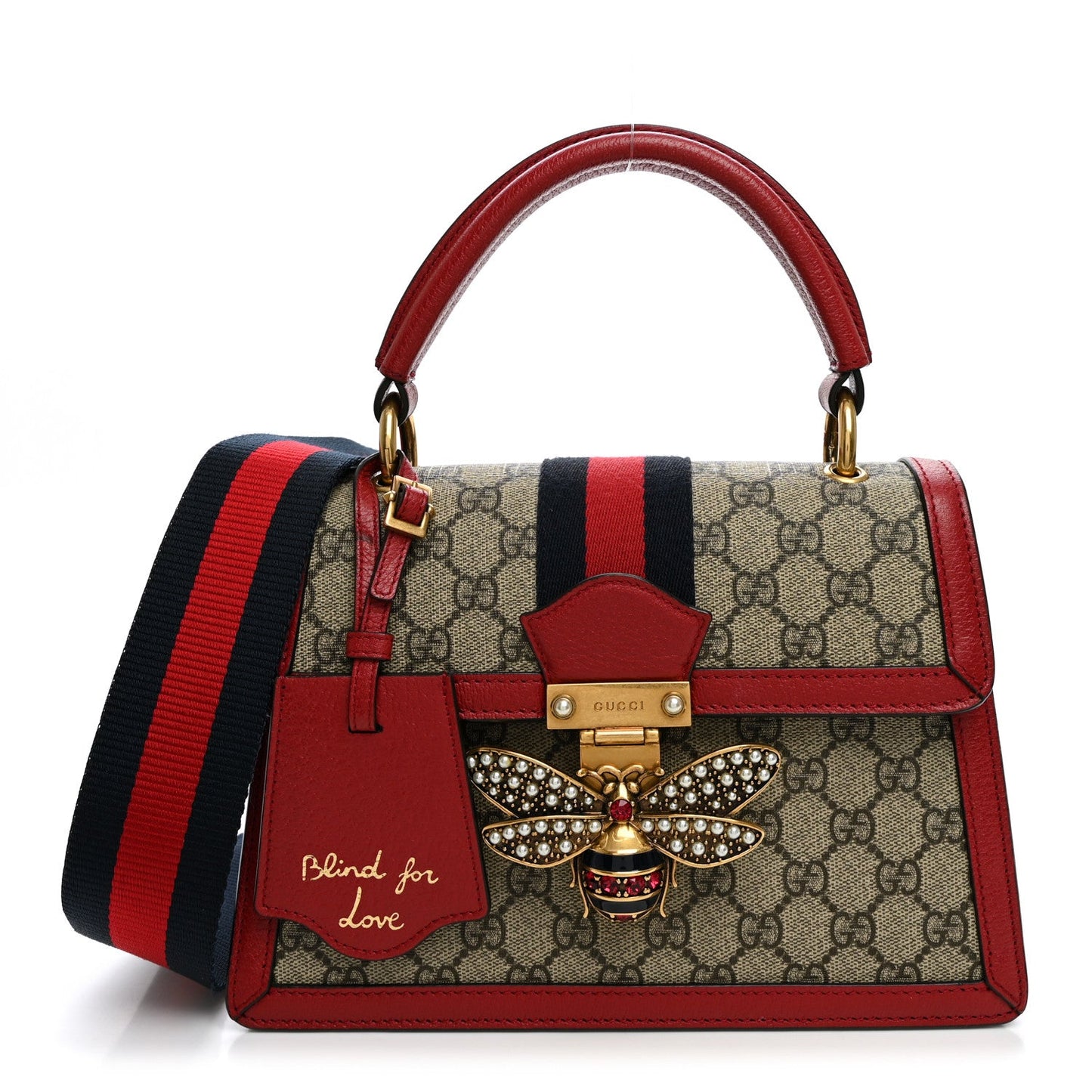 GG Supreme Monogram Small Queen Margaret Top Handle Bag Red